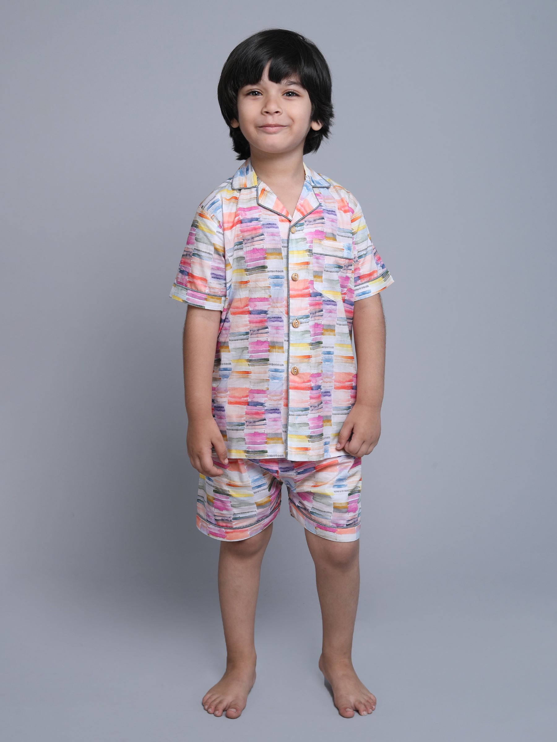 Cotton Marble Print Co-ord Set - Multicolor