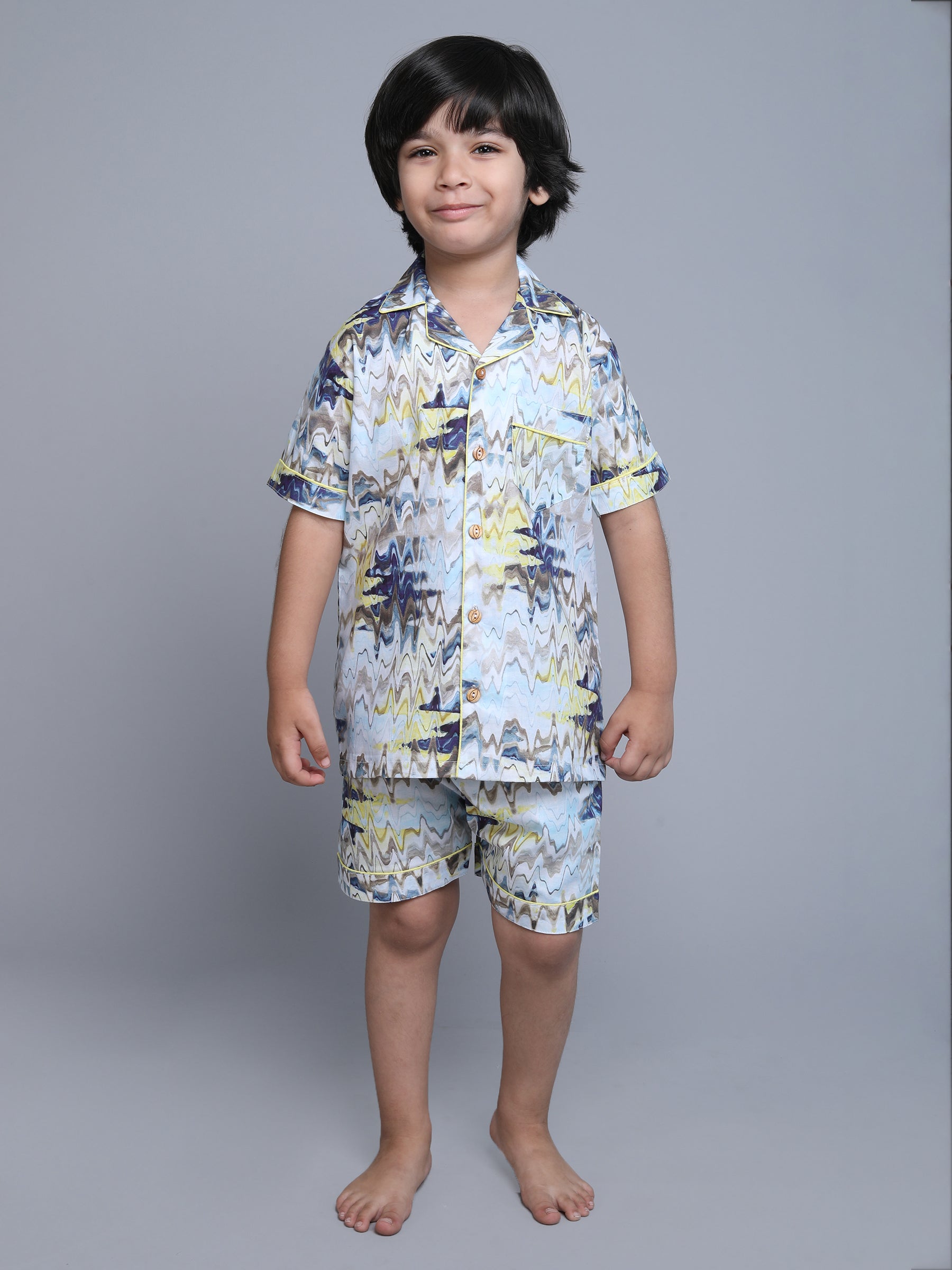 Cotton Marble Print Co-ord Set - Multicolor