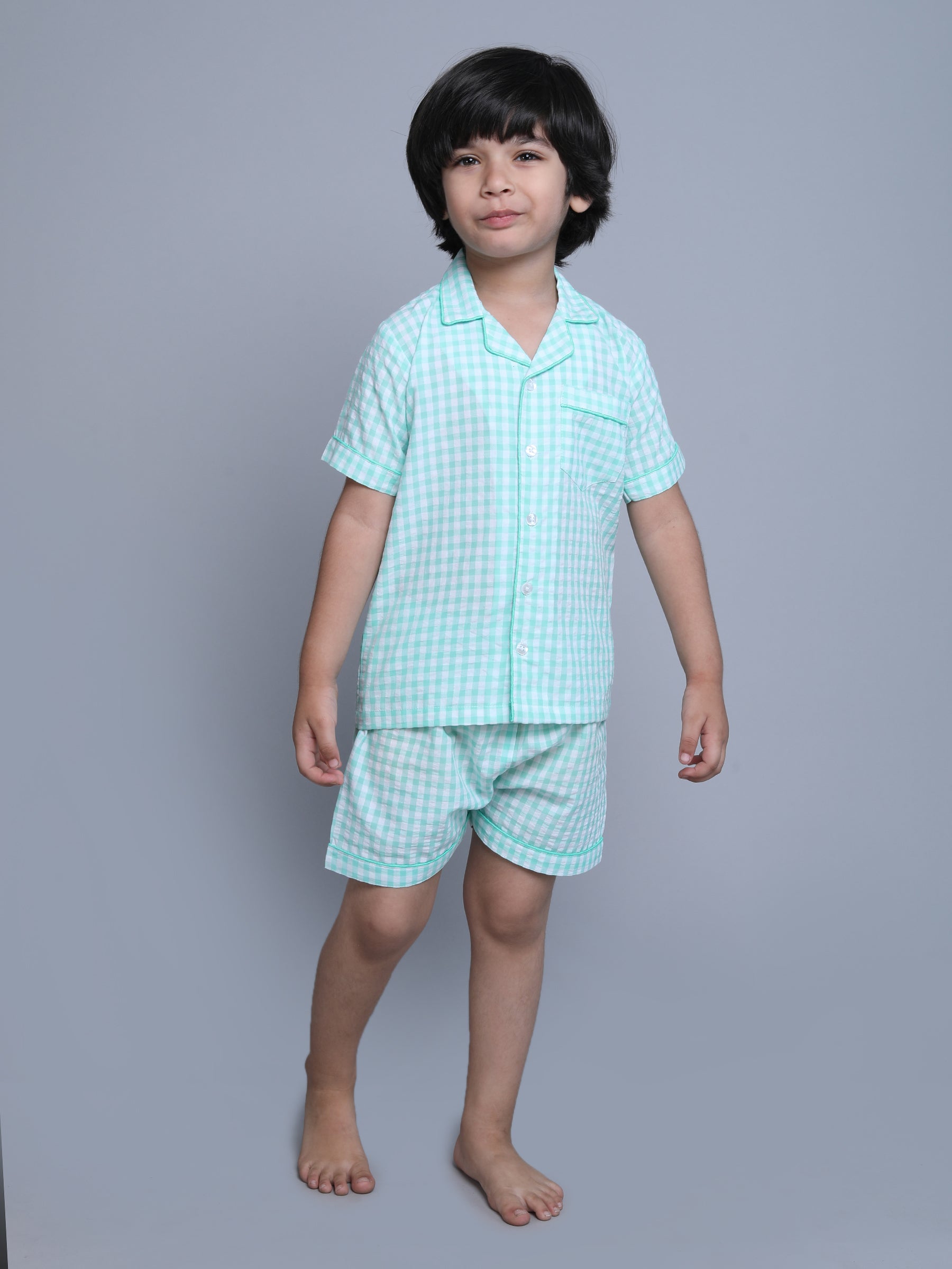 Cotton Checks Collar Neck Co-ord Set