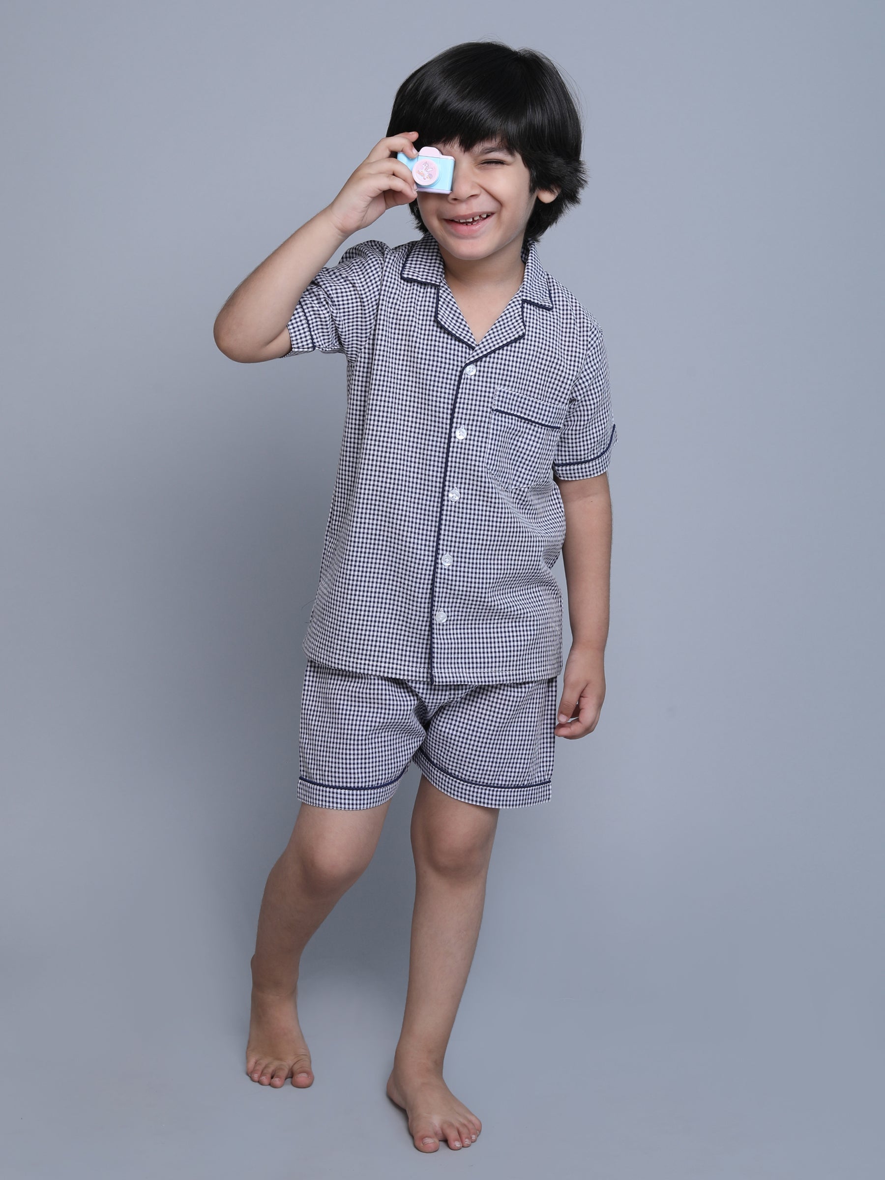 Cotton Checks Collar Neck Co-ord Set