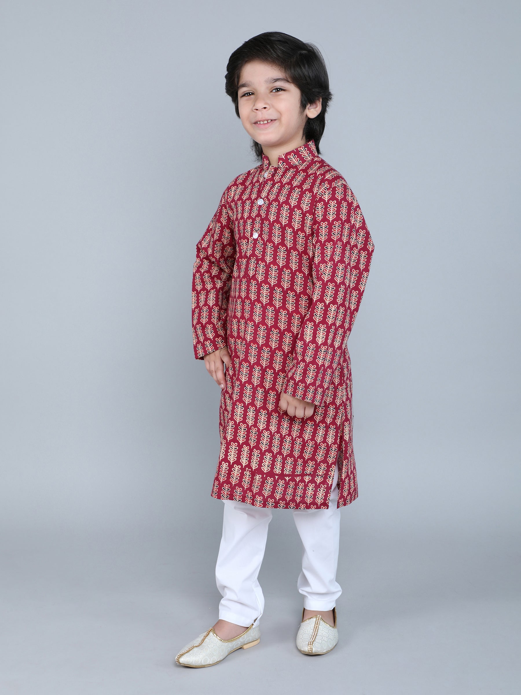 Hand Block Print Kurta Set - Red
