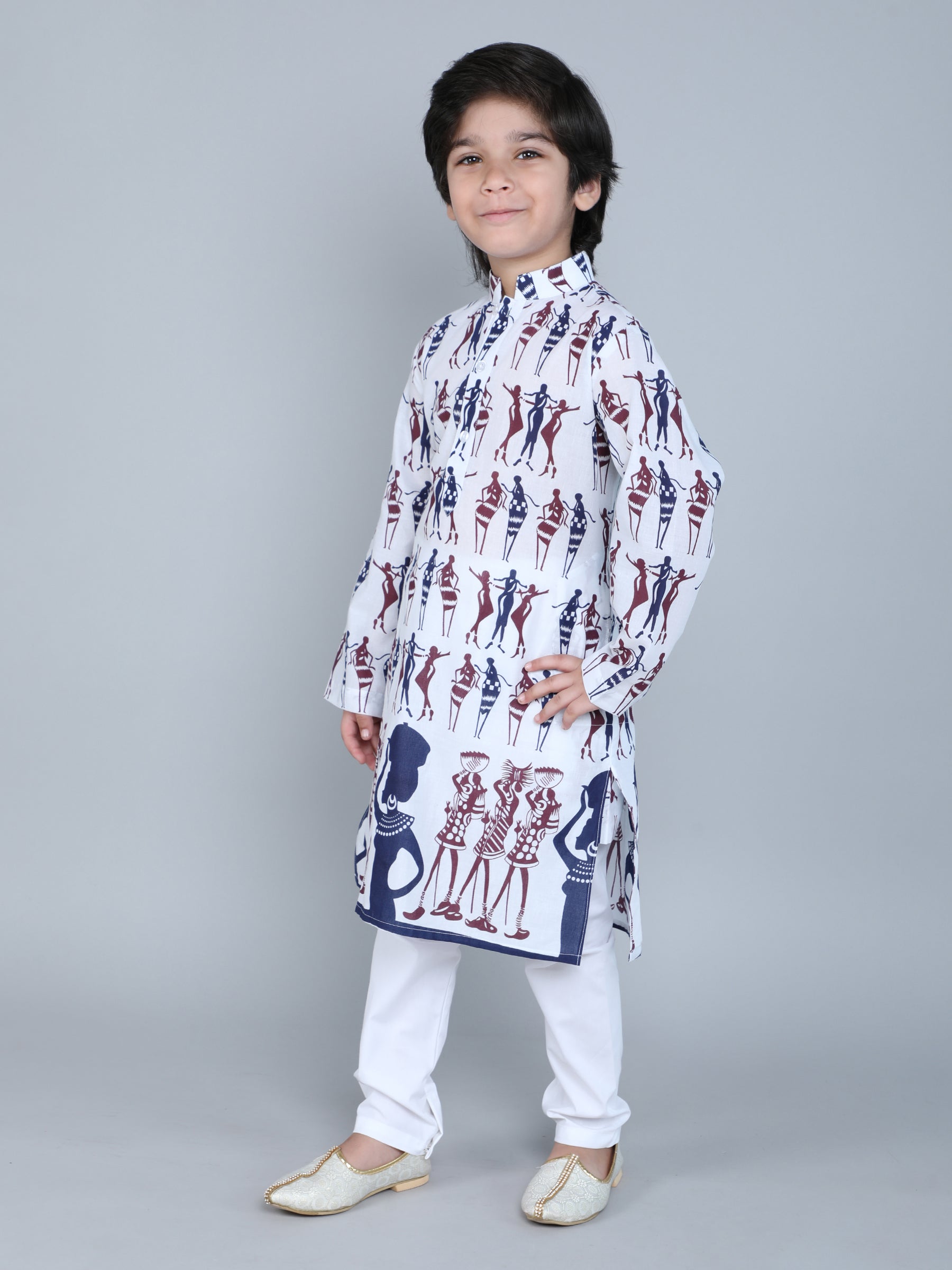 Hand Block Print Kurta Set - White