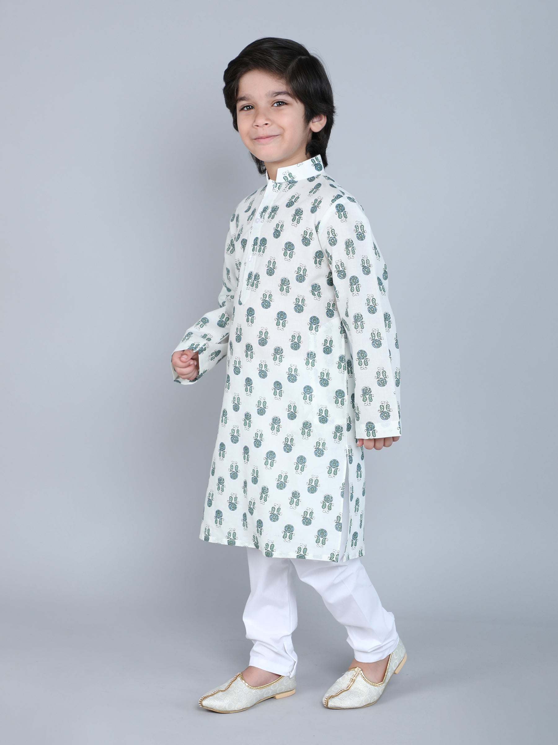 Hand Block Print Kurta Set - White