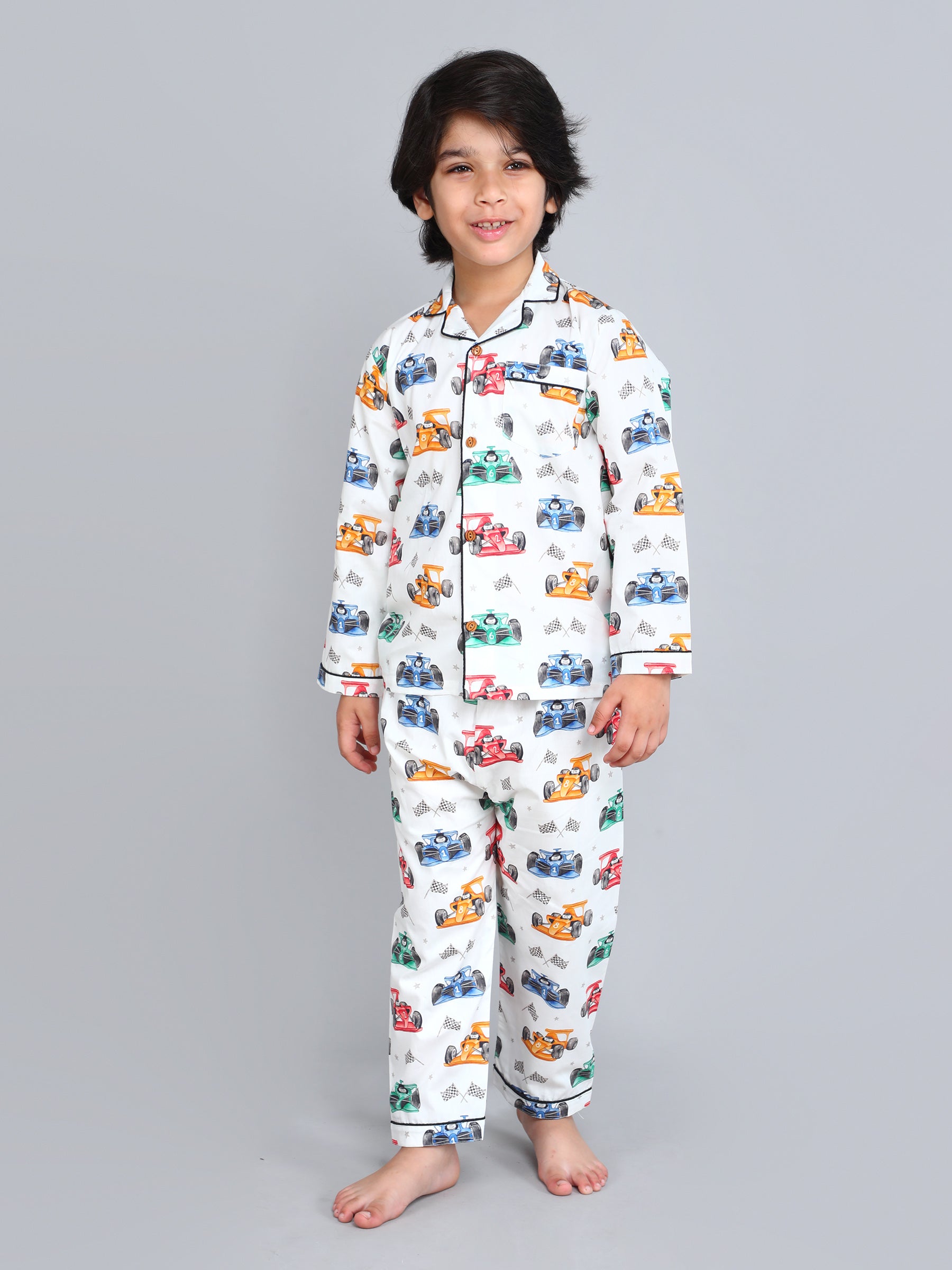 White Racer Dash PJ Set