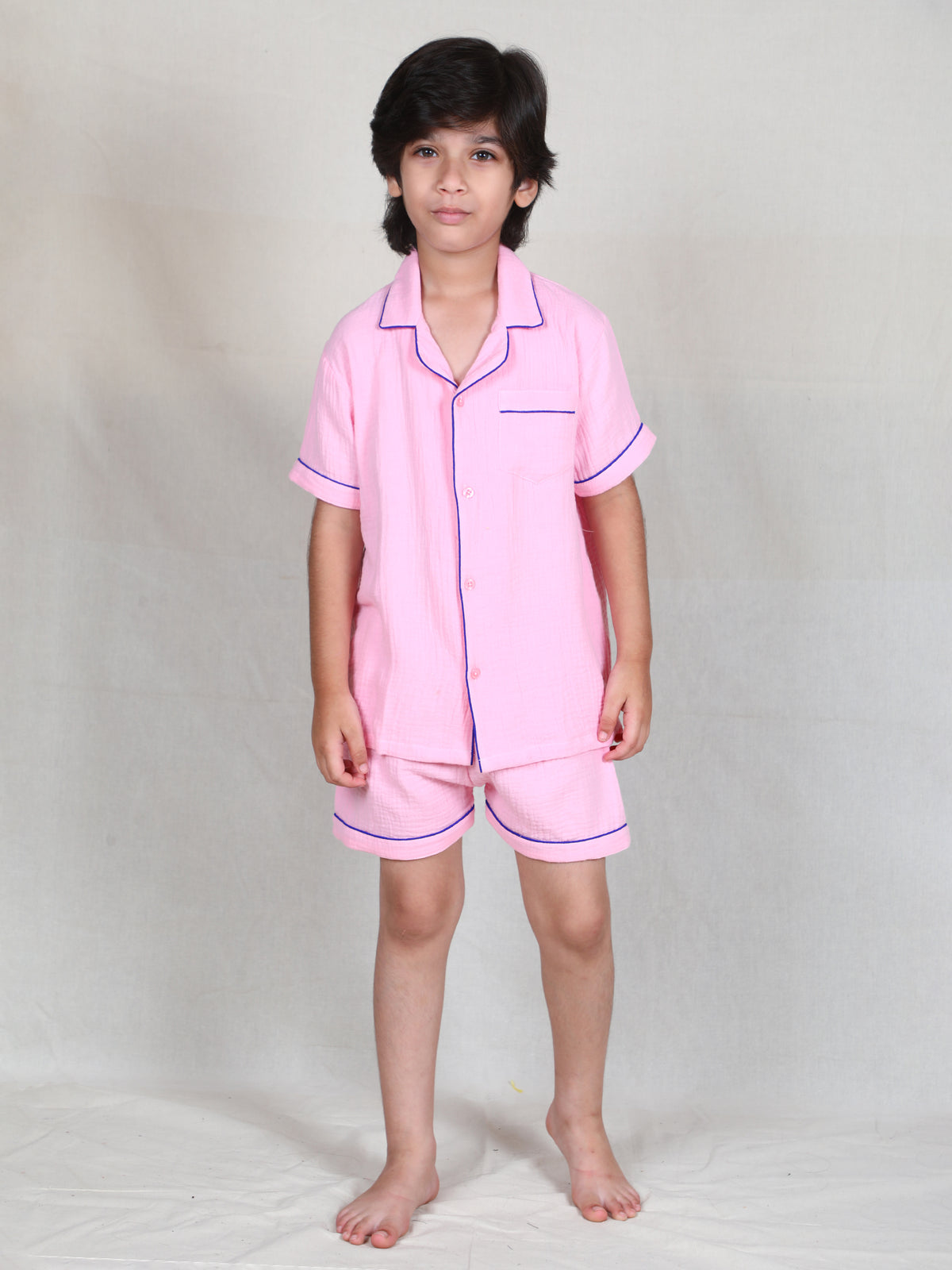 Pink Cloud Crinkle Cotton Co-ord Sleep Set