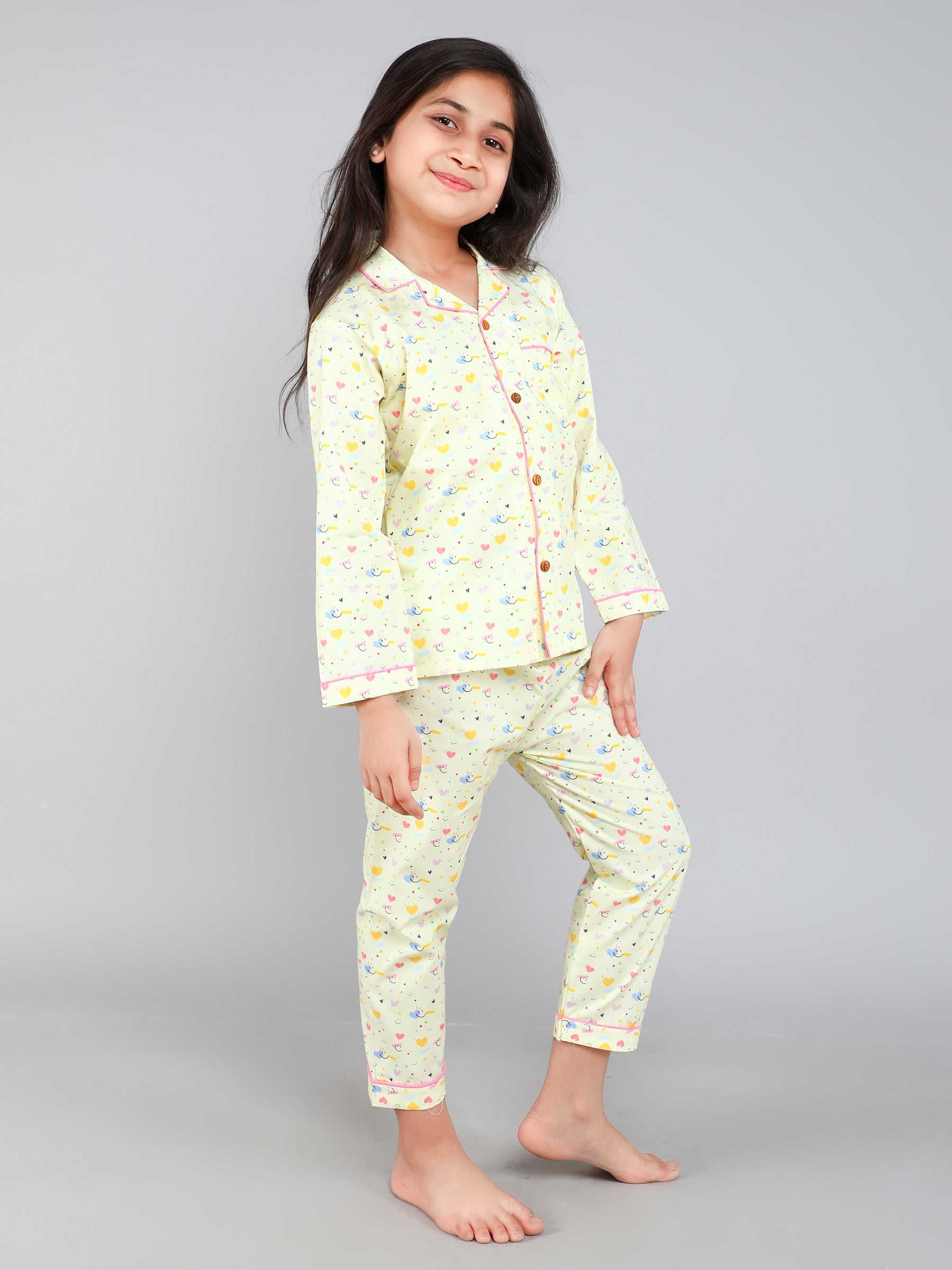 Pastel Yellow Happy Hearts PJ Set