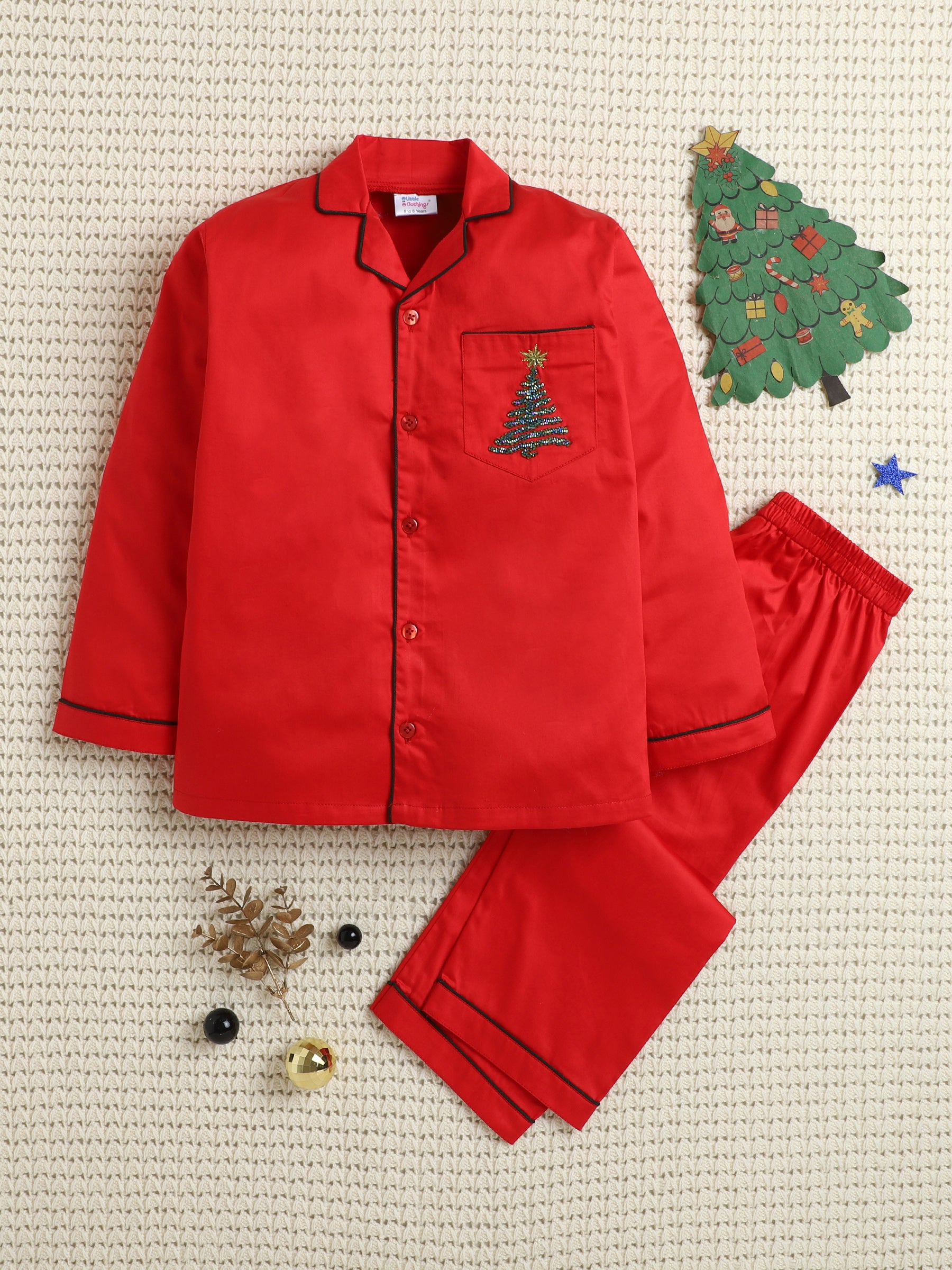 Red Christmas Twinkle Tree PJ Set