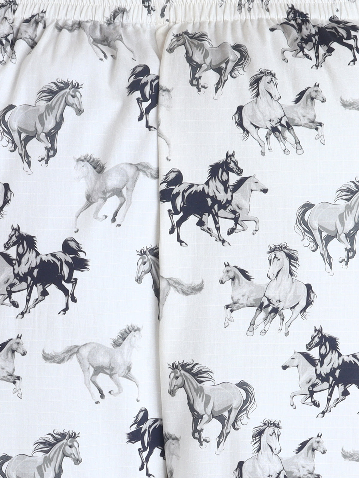 Monochrome Horse Print Cotton Night suit Set