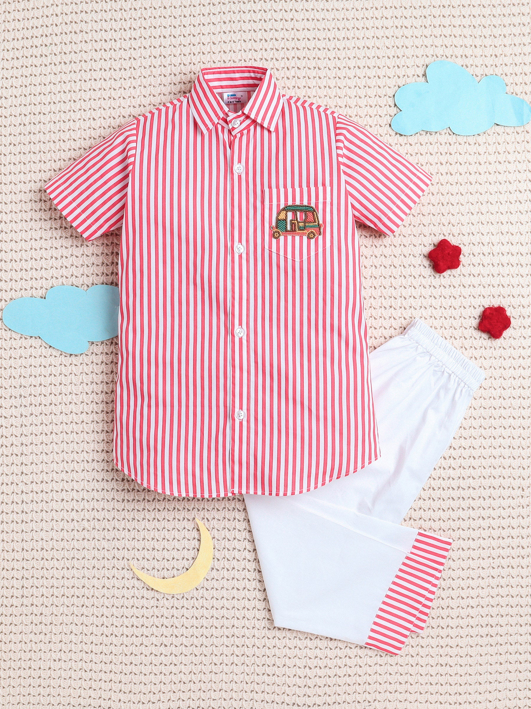 Red Candy Stripes Auto Patch PJ Set