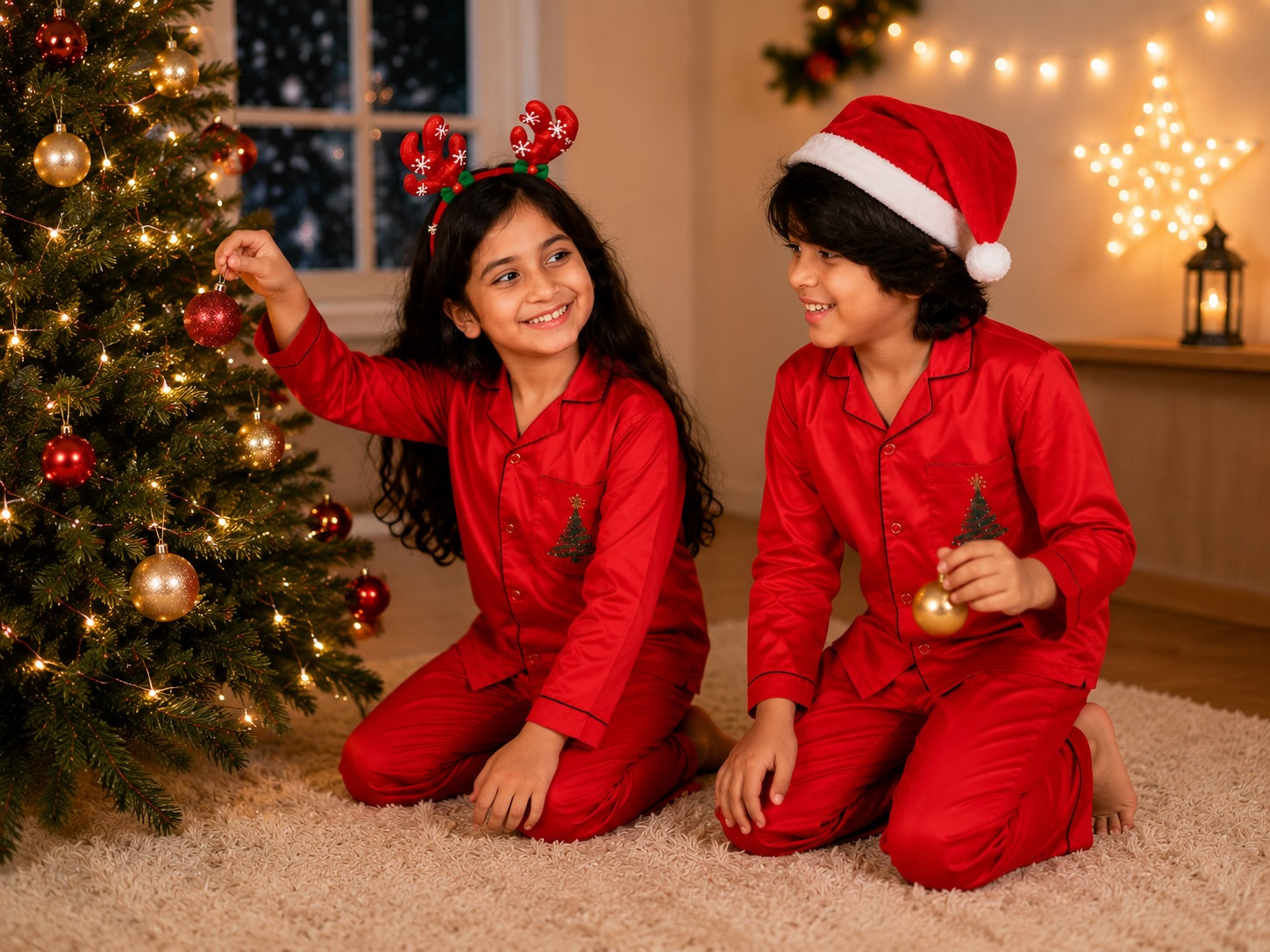 Red Christmas Twinkle Tree PJ Set