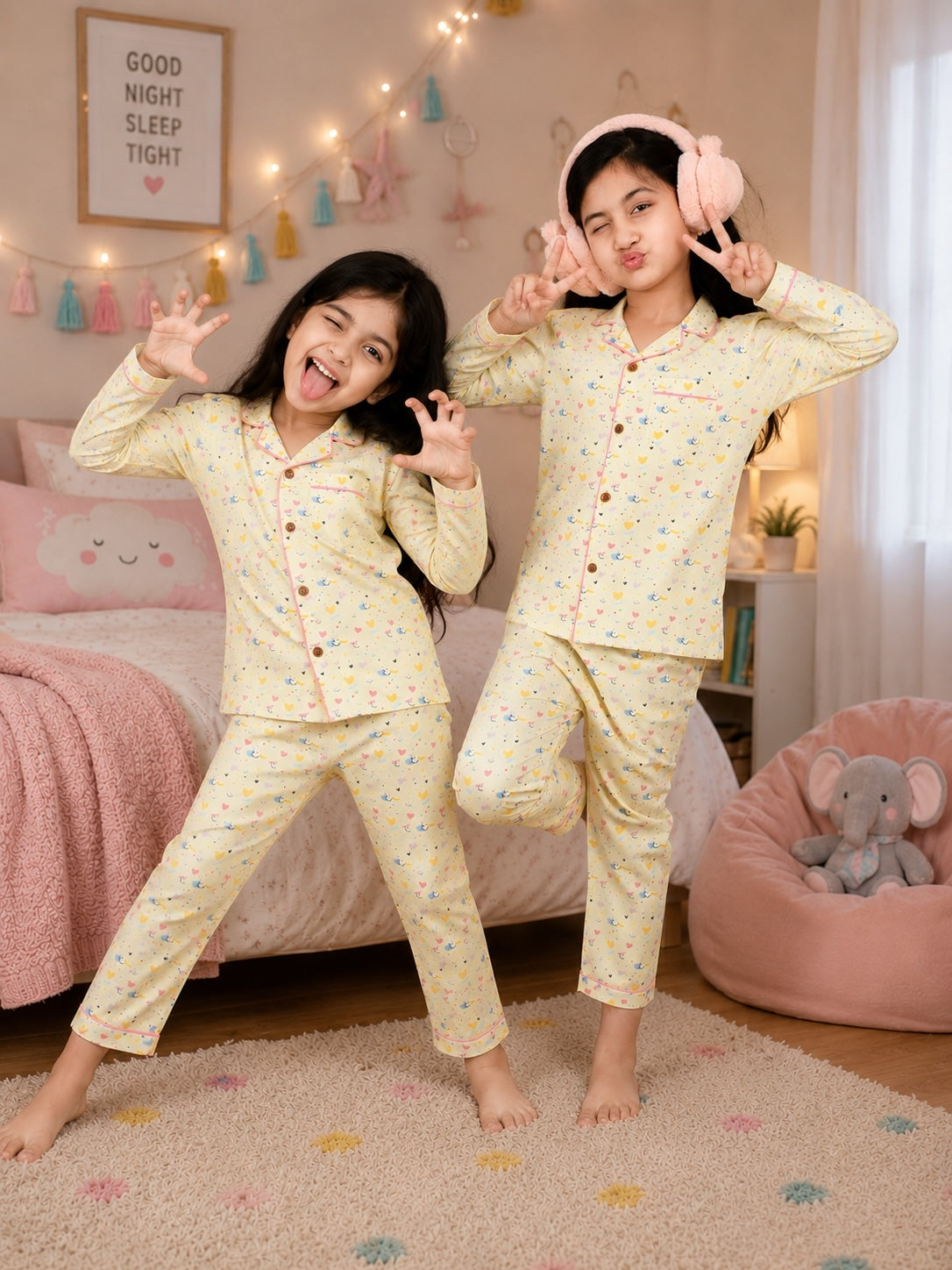 Pastel Yellow Happy Hearts PJ Set