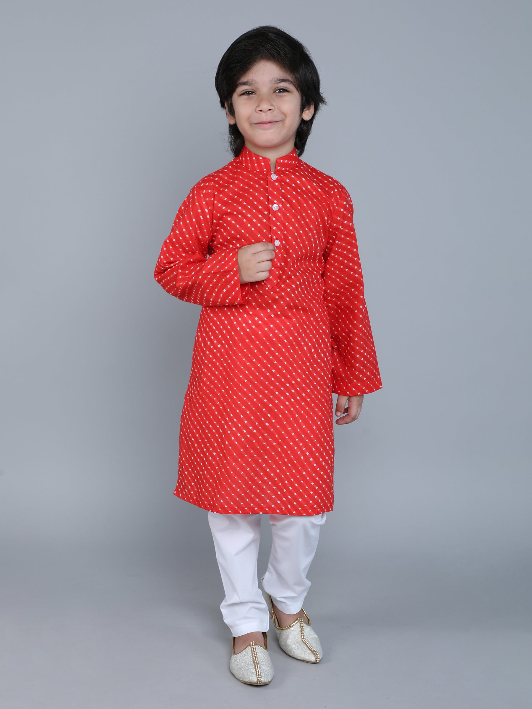 Hand Block Print Kurta Set - Red