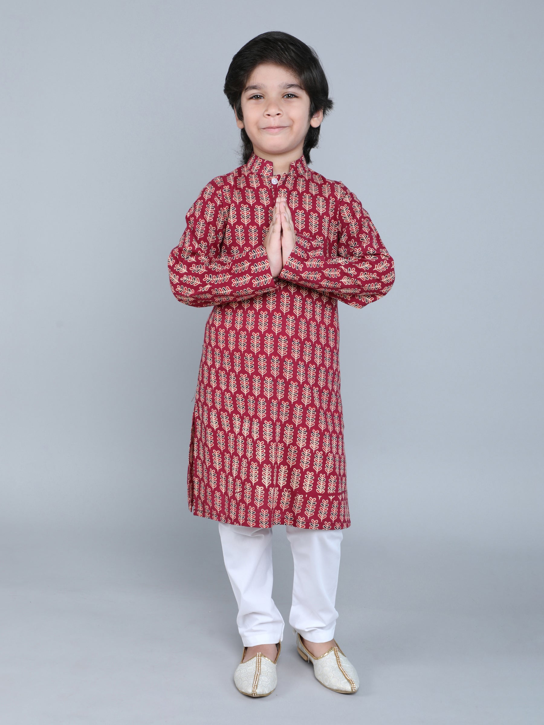 Hand Block Print Kurta Set - Red