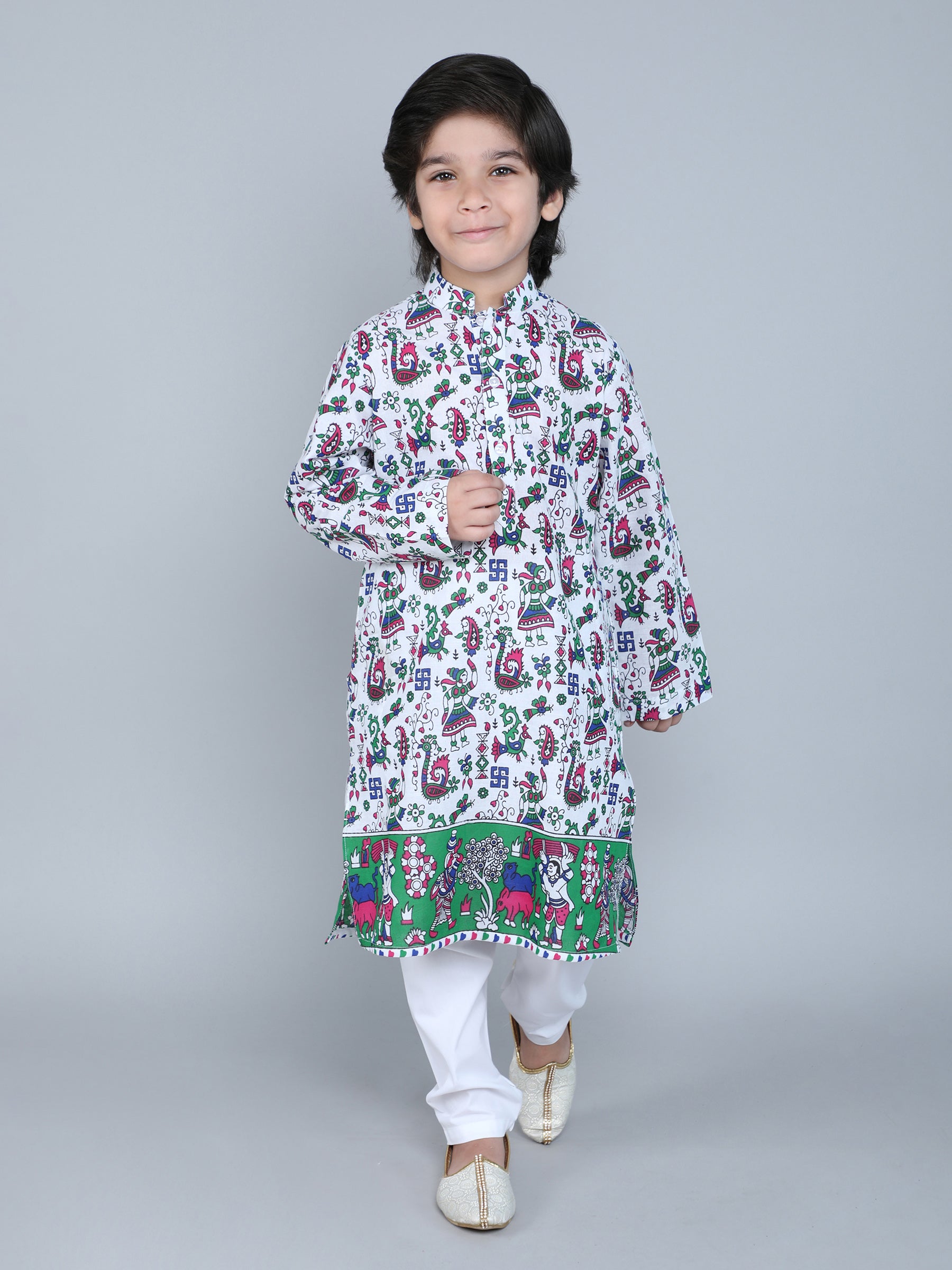 Hand Block Print Kurta Set - White