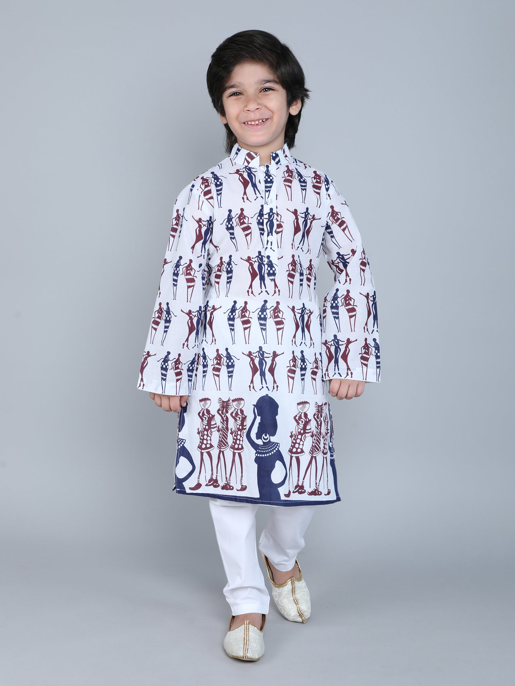 Hand Block Print Kurta Set - White