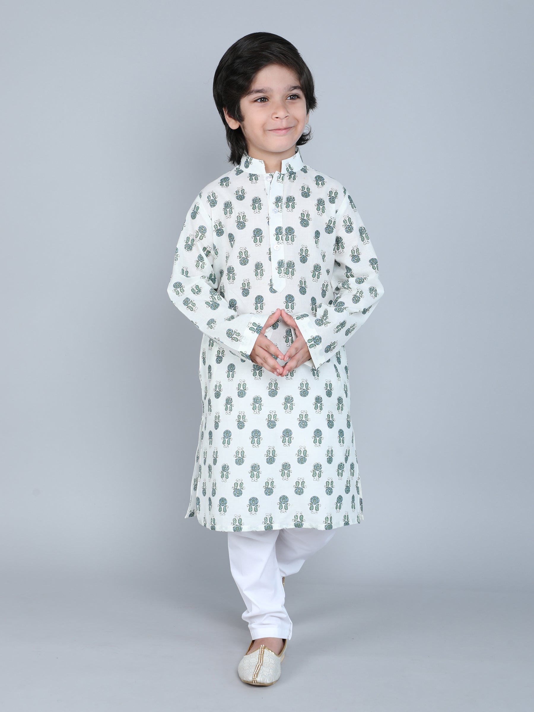 Hand Block Print Kurta Set - White