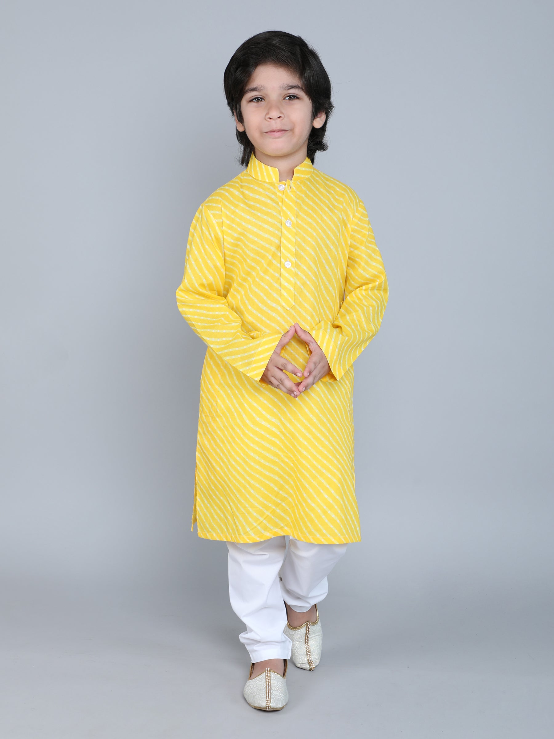 Hand Block Print Kurta Set - Yellow