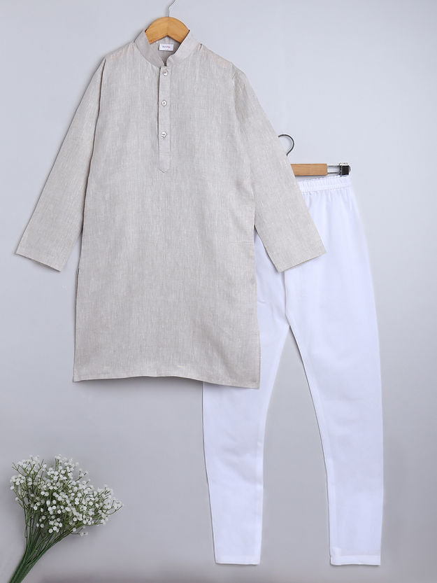 Pure Linen solid kurta set
