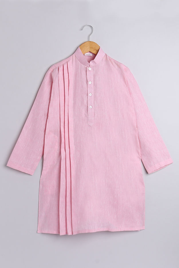 Pure Linen Pink Kurta Set