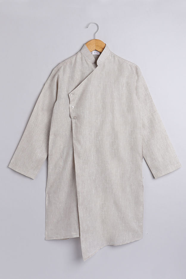 Pure Linen Beige kurta set