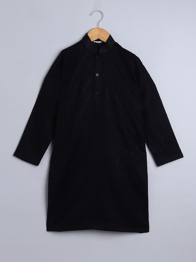 Pure Linen black colors - single thread work - kurta set
